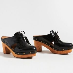 Anthropologie Pilcro Kilty Black Clog Heels